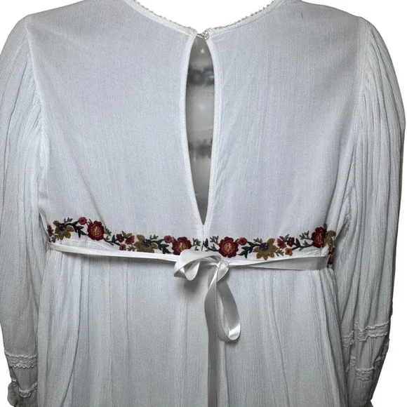 Free People Pasadena Embroidered Mini Dress Long Sleeve Romantic Small - Picture 8 of 12